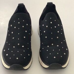 Nordstroms Black Studded Women's Slip-On Knit Sneakers Platform Preppy Sports